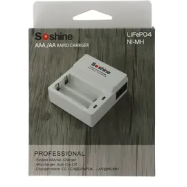 Soshine Ladegerät für LiFePO4 IFR 3,2 Volt Akkus, nur Akkus mit 3,2V ladbar, mit 2 Ladeschächten, für 14500, 10440 und AAA, AA Akkus