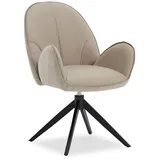 Homestyle4u Armlehnstuhl Polstersessel Bouclé Esszimmerstuhl Armlehne Clubsessel Lounge Vintage (1 Stuhl, Beige/Almond Milk, außen Bouclé Bezug, innen Kunstleder, drehbar, Rückschwung Funktion, mit Armlehne, 1 St), Essstuhl beige