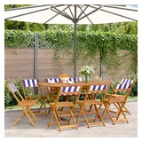 vidaXL Gartenstühle 8 Stk. Klappbar Blau und Weiß Stoff und Massivholz