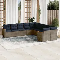 vidaXL Gartensofa-Set 10-tlg. grau