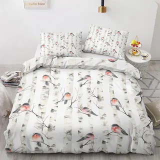 GEDAEUBA Sommer Bettwäsche 140x200 Vogel - Vogelmotiv Bettbezug 140x200 2er Set, Wendebettwäsche und Kissenbezug 70x90, Weiche & Atmungsaktive Mikrofaser Bettwäsche-Sets mit Reißverschluss
