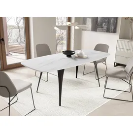 Mirjan24 Esstisch, Weiß Hochglanz, Holzwerkstoff, Oval,Oval, 160x76x90 cm, Esszimmer, Tische, Esstische