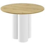 designimpex Esstisch Design Esstisch Tisch HRE-111 rund Hochglanz Esszimmer 100 x 75 cm beige