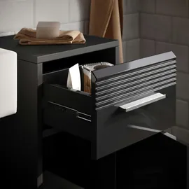 inn.furn Badezimmer Unterschrank 30 x 79 cm Schwarz Hochglanz