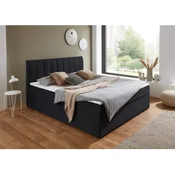 Boxbett "Alva", schwarz, B:120cm L:211cm, ATLANTIC HOME COLLECTION, Komplettbetten, wahlweise mit Matratze und Topper