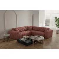 Fun Möbel Ecksofa Designersofa CHANTAL in Stoff Opera Velvet Koralle Seite Universal - Schwarz