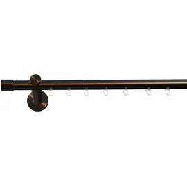 INDEKO Gardinenstange INDEKO "Consul", braun (braun, antik), L:440cm Ø:20mm, Aluminium, Gardinenstangen, Innenlauf Komplett-Set inkl. Gleitern und Montagematerial