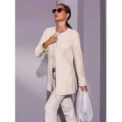 Lederblazer MAINPOL "Lammnappa-Lederblazer", Damen, Gr. 42, beige (sand, metallicfarben), 100% Lammnappaleder, Langarm, Blazer