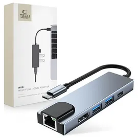 TECH-PROTECT 5in1 USB-C  USB-A / USB-C / HDMI / RJ45 in Grau
