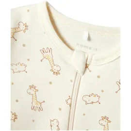 NAME IT 2er-Pack Schlafoveralls mit Klappfuß Giraffen, beige | natur, 74