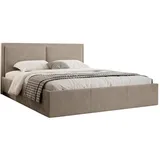 FEDVE Polsterbett, Hellbraun, Textil, 140x200 cm, Schlafzimmer, Betten, Polsterbetten