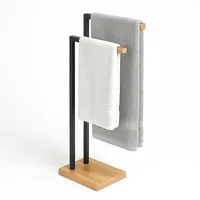 Relaxdays Handtuchhalter stehend, Hellbraun,Schwarz