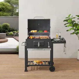 casa.pro Holzkohlegrill Arnad 105 x 114 x 47,5 cm Schwarz 