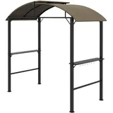 Outsunny Grillpavillon mit Haken, Grillüberdachung Wetterfester Gartenpavillon mit Polyesterdach, 2 Seitenablagen, für Grills bis 100 cm