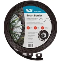 WDB Flexible Rasenkante aus Kunststoff - 10m Lang 5cm Hoch - mit 20 Befestigungsnägel - Braun