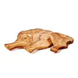 dasolivenholzbrett 3er Set Käse- oder Schinkenbrett aus Olivenholz in Naturform mit Griff 30, 35 und 40 cm