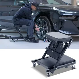 STAHLWERK Werkstatthocker Kunstleder schwarz 2 in 1 bis 150 kg Tragfähigkeit