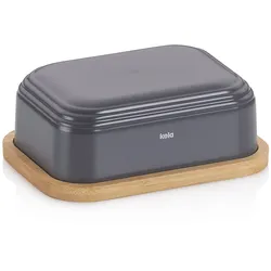 KELA Butterdose NAMUR dunkelgrau mit Unterteil aus Bambusholz