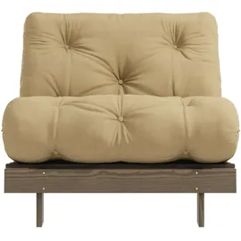 Karup Daybett KARUP DESIGN "Roots Sofa Bed, Schlafsofa, Bettfunktion, FSC-Massivholz, B: 90 cm", gelb (wheat beige), B:90cm H:85cm, Bezug: 80% Baumwolle, 20% Polyester, Daybetten, Inkl. Futonmatratze. Made in Europe, minimalistisches Design