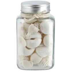 HOME STORY Muschelmix im Glas   , creme , Naturfaser,Glas , Maße (cm): B: 9 H: 14,8 T: 9.0