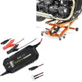 Set: Motorrad Hebebühne Midlift XL bis 500kg orange ConStands mit Batterie Ladegerät BC2 Vollautomatisch 1.500mA