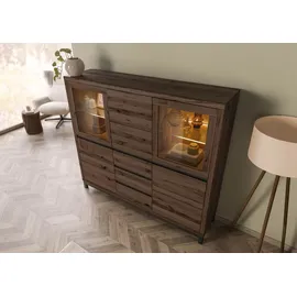MASSIVMOEBEL24.DE Highboard Wildeiche 166x40x148 bianco geölt VILLANDERS #207