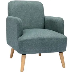 Skandinavischer Sessel aus graugrünem Stoff und hellem Holz ISKO