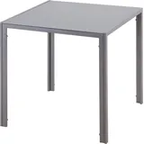 Esstisch Esszimmertisch Quadratischer Küchentisch Für 4 Personen, Wohnzimmertisch Mit Tischplatte Aus Hartglas, Für Küche, Esszimmer, Grau