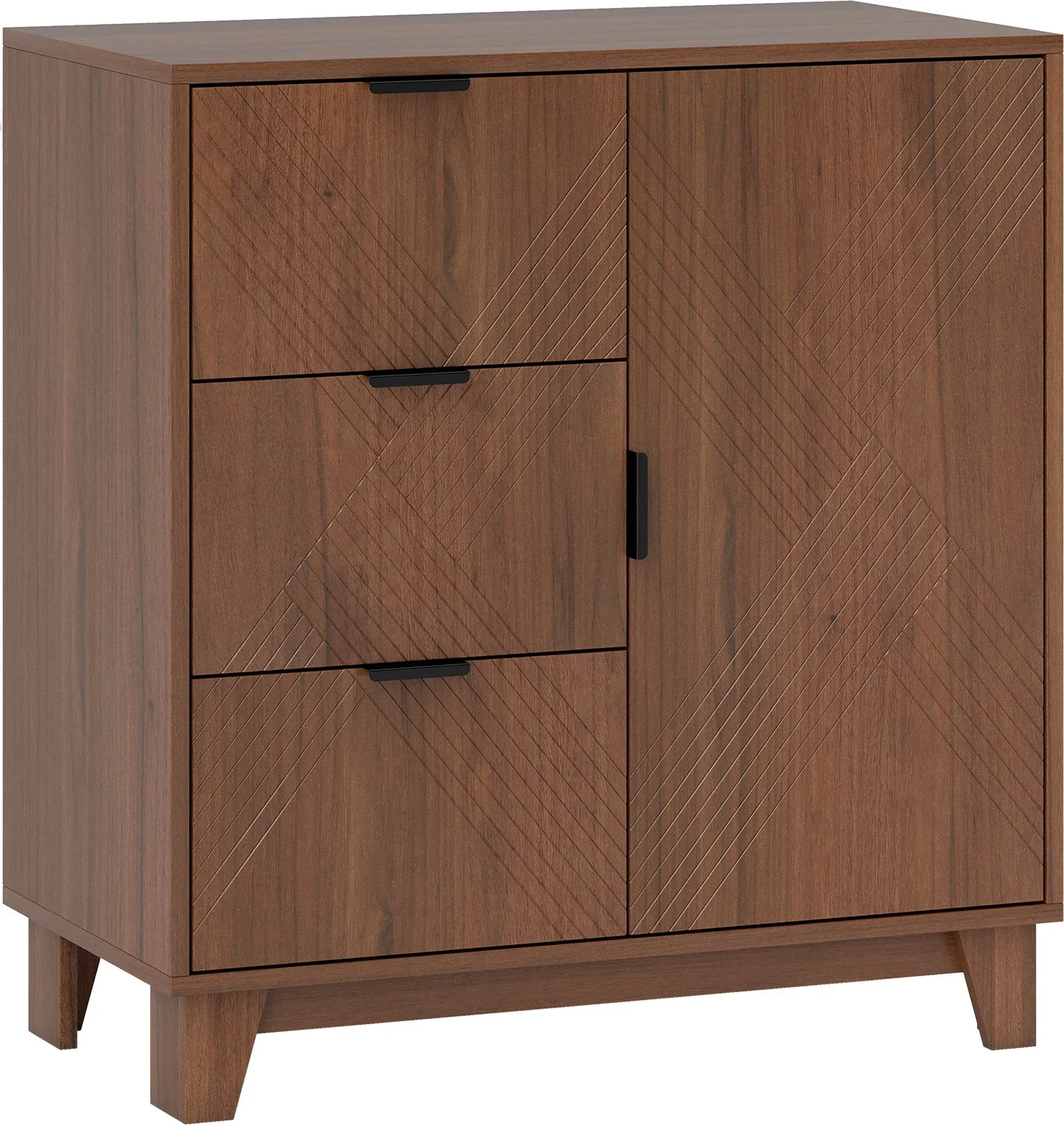 HOMCOM Sideboard Aufbewahrungsschrank mit Tür, 3 Schubladen und verstellbarem Einlegeboden, 75 x 39 x 80 cm, braune Holzoptik   Aosom