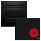 Bosch Herdset BOSCH Backofen EcoClean Teleskopauszug + Kochfeld Glaskeramik 60 cm autark
