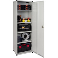 Kreher XL Metallschrank in Hellgrau mit 4 höhenverstellbaren Böden.