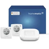 Homematic IP Access Point 2 + 2X Schaltsteckdose, Smart Home, digitaler Zwischenstecker steuert Leuchten oder Elektrogeräte per App, Alexa & Google Home, Energie sparen