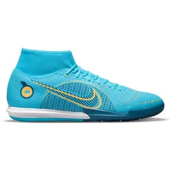 NIKE Herren Fussball-Hallenschuhe SUPERFLY 8, CHLORINE BLUE/LASER ORANGE-MAR, 43