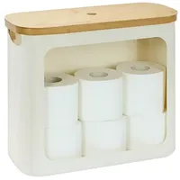Relaxdays Toilettenpapier Aufbewahrung 12 Rollen, Beige,Hellbraun