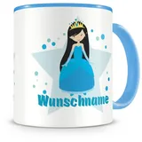 Samunshi® Kindertasse mit Namen Tasse Eis Prinzessin Personalisierte Tasse mit Namen Kinder Kinderbecher mit Namen Kindergarten blau 300ml