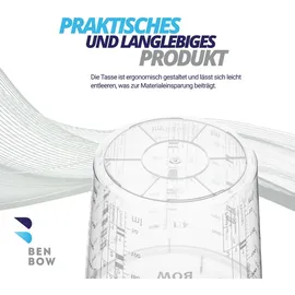 Benbow Profi-Messbecher 100x 385ml mit Deckel mit vielfältiger Skalierung - Becher mit Skala Lackmischbecher Meßbecher Lackbecher