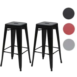 Mendler 2er-Set Barhocker Industriedesign stapelbar Metall  schwarz