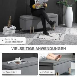 Homcom Sitzbank mit Stauraum, Truhenbank, Stoff, Metall, Schaumstoff, dunkelgrau