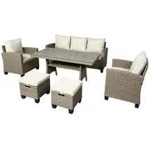 Brast Gartenmöbel Set Delight Braun/cappuccino Bis Zu 7 Personen Inkl. Extra Dicke Kissen Tüv Geprüft Outdoor Loungemöbel Sitzgruppe Essgruppe Garnitur - Brast