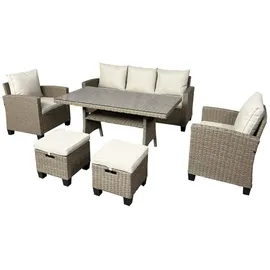 Brast Gartenmöbel Set Delight Braun/cappuccino Bis Zu 7 Personen Inkl. Extra Dicke Kissen Tüv Geprüft Outdoor Loungemöbel Sitzgruppe Essgruppe Garnitur - Brast