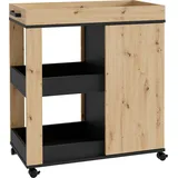 Forte Möbel Barschrank mit Rollen, Holzwerkstoff, Artisan Eiche/Schwarzeiche, B x H x T: 77,4 x 88,2 x 42 cm