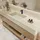 360Home Wandhängendes Waschbecken-Set - Sinterstein - Travertine look, mit Spiegel, Unterschrank, Ablage & Ablauf, mit Armaturenloch 120×55 cm【YT9865-1...