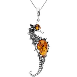 Kette mit Anhänger OSTSEE-SCHMUCK "Ostsee-Schmuck Kette mit Anhänger Seepferd" Gr. 42, silber (silberfarben), Halsketten, Damen, 42cm, Silber 925 (Sterlingsilber), L: 42cm