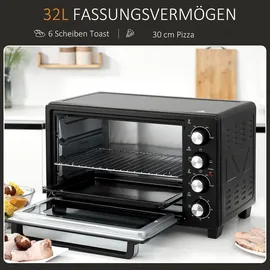 Homcom Mini Backofen 32L Schwarz