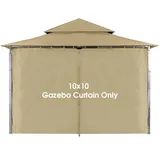 ABCCANOPY Pavillon-Ersatz-Sichtschutzvorhang, 3 x 3 m, Pavillon-Seitenwand, universeller Sichtschutz mit Reißverschluss (Beige, nur 1 Paneel)