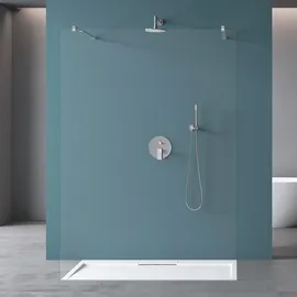 mai & mai Duschwand Duschabtrennung 2 Haltestange für Walk-In Dusche 100cm 10mm Klarglas ESG-Sicherheitsglas mit Nanobeschichtung Bremen02K+2 - Transparent