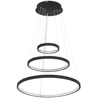 Hängeleuchte Wohnzimmer LED Pendelleuchte Ring Hängelampe Esstisch dimmbar höhenverstellbar, schwarz, 1x LED 1x 57 Watt 1x 2200 lm, DxH 51x120 cm