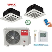 VIVAX Deckenkassette Multisplit 2 x 2,6 KW 4-Wege Klimaanlage Wandfernbed. R32