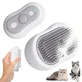 Katzenbürste mit Sprühfunktion, 3-in-1 Fellbürste Katze & Katzenkamm zur Fellpflege, Massage und Unterwollenentfernung, Haustierbürste mit 30ml Flasche und USB-Kabel, Grau