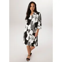 aniston plus Jerseykleid Midi Schwarz/Weiß 48